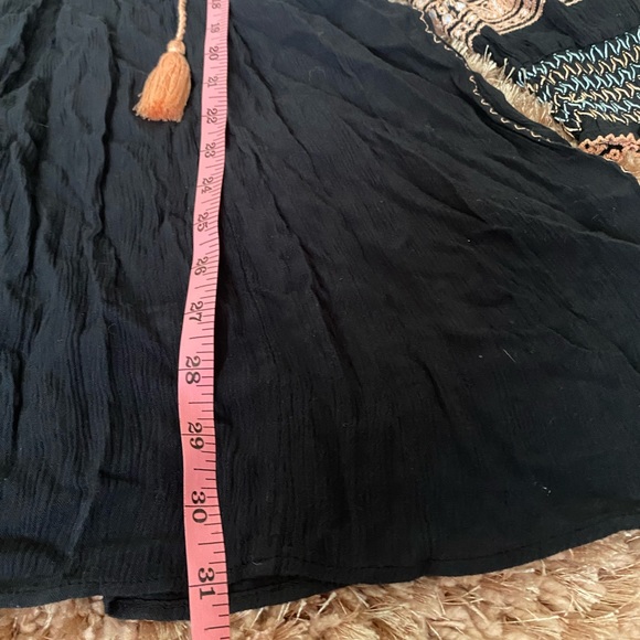 Free People Women’s Wind Willow Embroidered Bohemian Mini Dress Black  - Size L - Picture 13 of 16